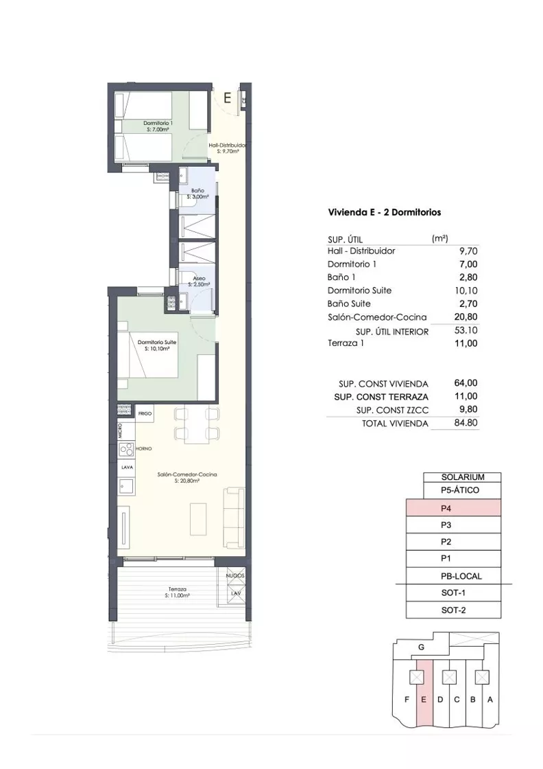 3 pokoje, mieszkanie 53,10 m², piętro 4, oferta nr 4E, Avda. de las Habaneras, Torrevieja, Av. de las Habaneras