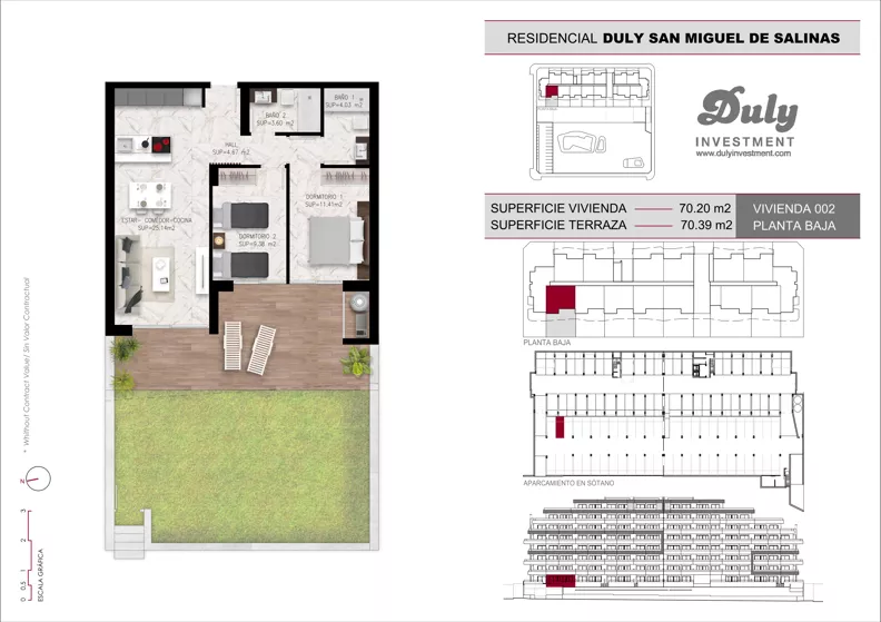 2 pokoje, mieszkanie 70,20 m², parter, oferta nr D.2, San Miguel De Salinas, San Miguel de Salinas, c. Schubert / Verdi