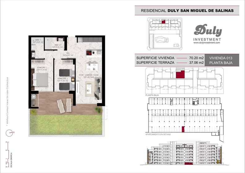 2 pokoje, mieszkanie 70,20 m², parter, oferta nr D.13, San Miguel De Salinas, San Miguel de Salinas, c. Schubert / Verdi