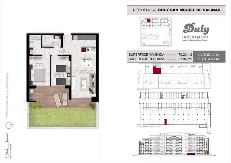 2 pokoje, mieszkanie 70,20 m², parter, oferta nr D.14, San Miguel De Salinas, San Miguel de Salinas, c. Schubert / Verdi