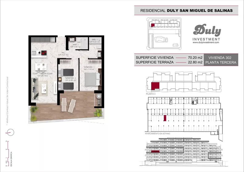 2 pokoje, mieszkanie 70,20 m², piętro 3, oferta nr D.302, San Miguel De Salinas, San Miguel de Salinas, c. Schubert / Verdi