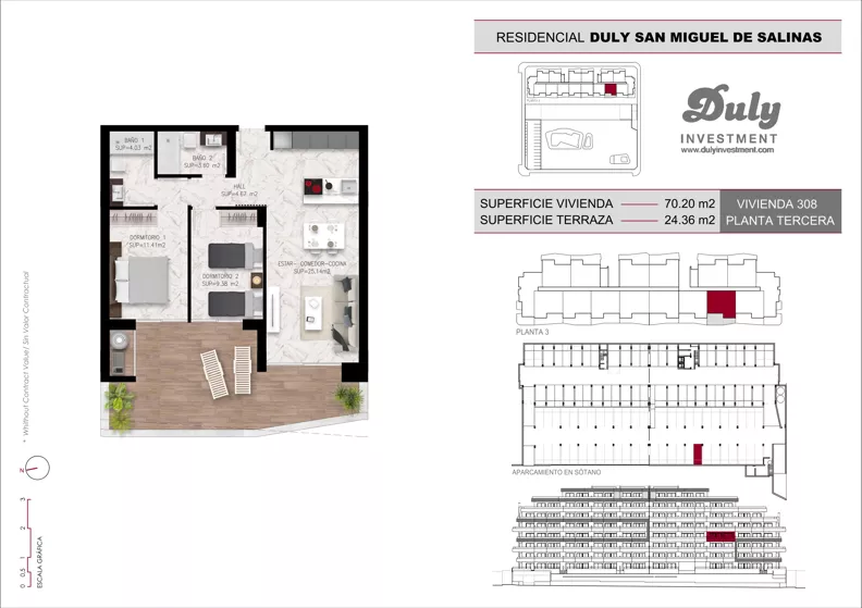 2 pokoje, mieszkanie 70,20 m², piętro 3, oferta nr D.308, San Miguel De Salinas, San Miguel de Salinas, c. Schubert / Verdi