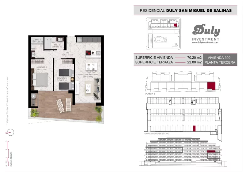 2 pokoje, mieszkanie 70,20 m², piętro 3, oferta nr D.309, San Miguel De Salinas, San Miguel de Salinas, c. Schubert / Verdi