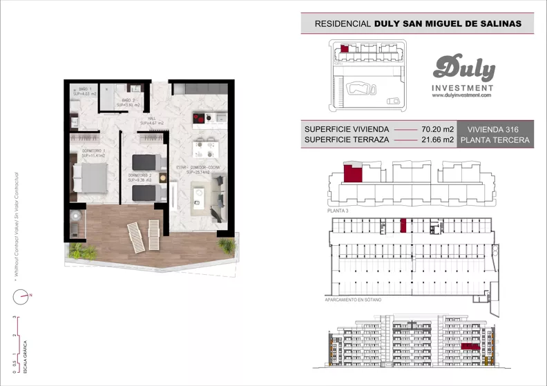 2 pokoje, mieszkanie 70,20 m², piętro 3, oferta nr D.316, San Miguel De Salinas, San Miguel de Salinas, c. Schubert / Verdi