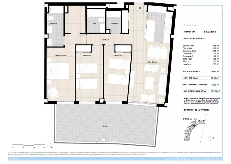 4 pokoje, mieszkanie 90,84 m², piętro 3, oferta nr P10 1E, Toros los Urb Aldea Beach, Alcorrín, c. de Los Fenicios