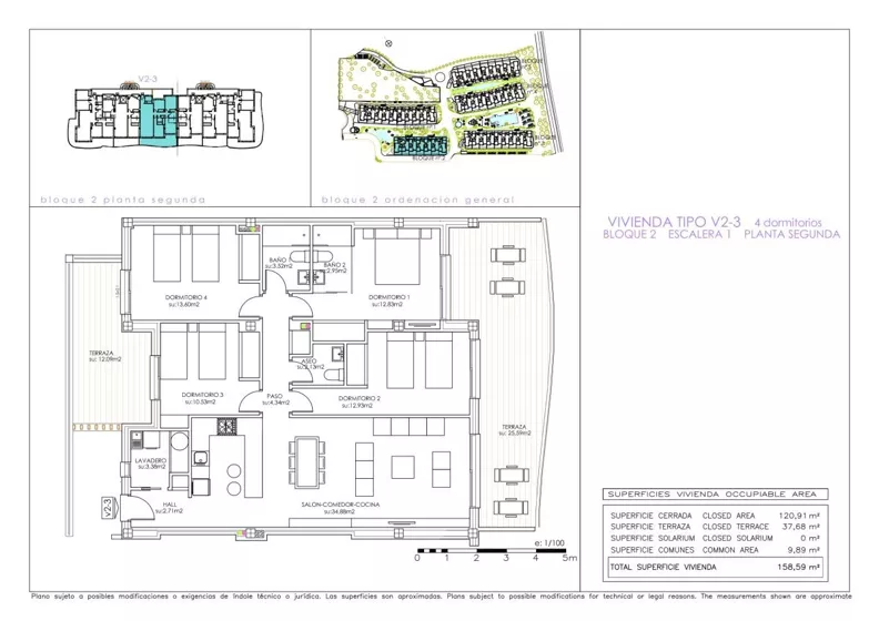 5 pokoi, apartament 120,91 m², parter, oferta nr V2-3, Pablo Picasso, Orihuela Costa, c. Orihuela Costa