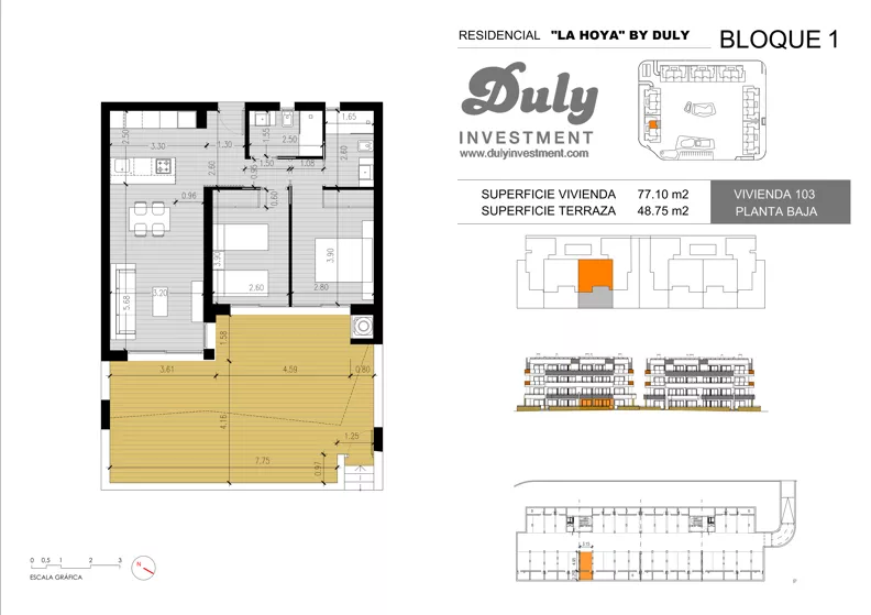 3 pokoje, apartament 77,10 m², parter, oferta nr 103, LA HOYA BY DULY, Torrevieja, c. Lagos de Covadonga