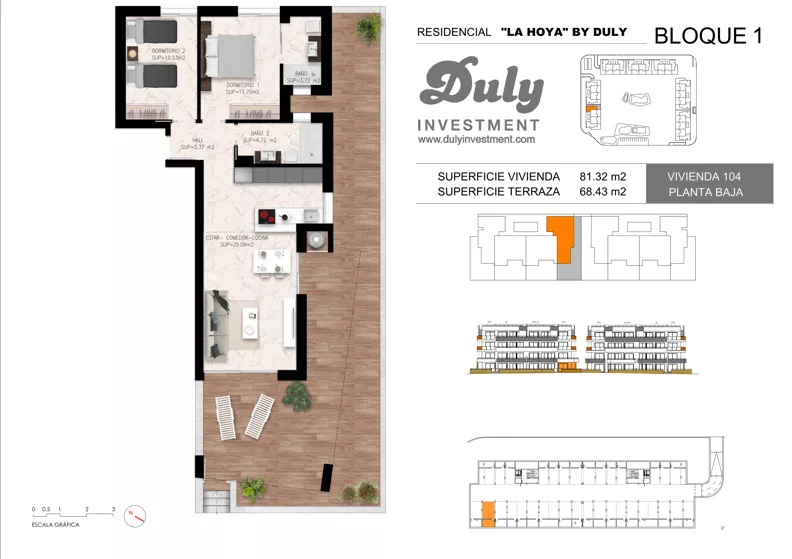 3 pokoje, apartament 81,32 m², parter, oferta nr 104, LA HOYA BY DULY, Torrevieja, c. Lagos de Covadonga