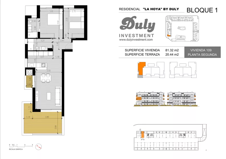 3 pokoje, apartament 81,32 m², piętro 2, oferta nr 109, LA HOYA BY DULY, Torrevieja, c. Lagos de Covadonga