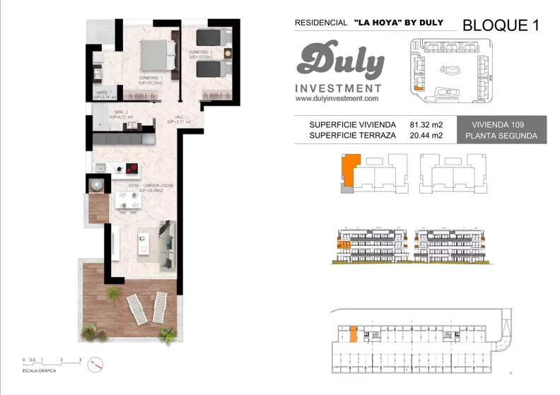 3 pokoje, apartament 81,32 m², piętro 2, oferta nr 109, LA HOYA BY DULY, Torrevieja, c. Lagos de Covadonga