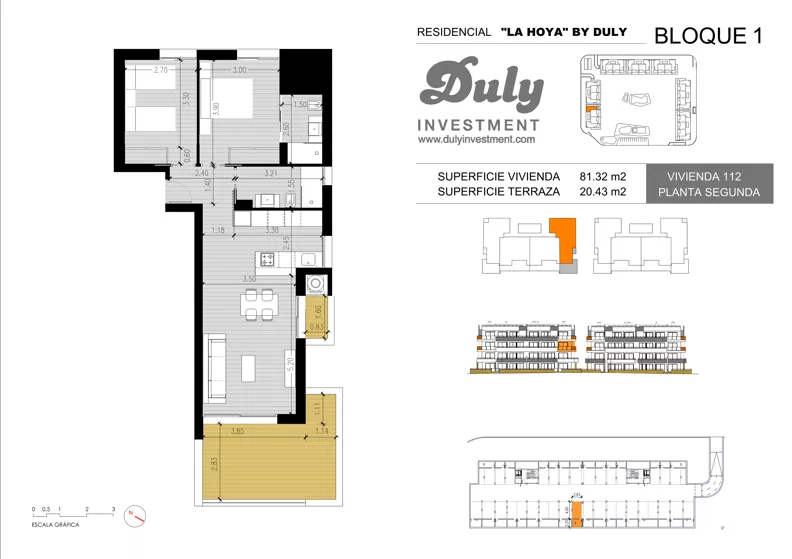 3 pokoje, apartament 81,32 m², piętro 2, oferta nr 112, LA HOYA BY DULY, Torrevieja, c. Lagos de Covadonga