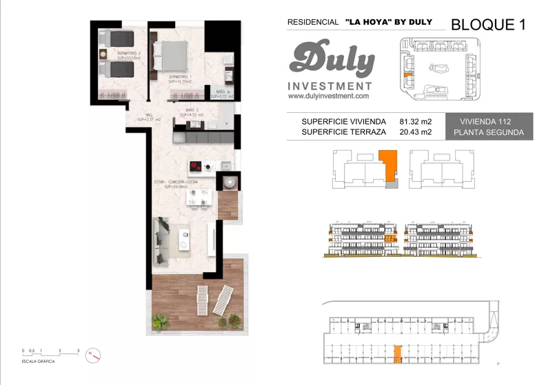 3 pokoje, apartament 81,32 m², piętro 2, oferta nr 112, LA HOYA BY DULY, Torrevieja, c. Lagos de Covadonga