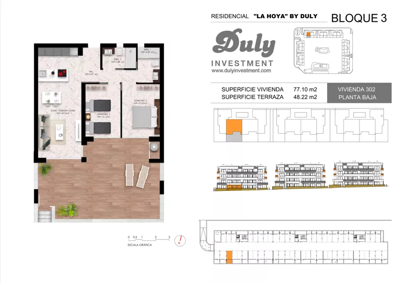 3 pokoje, apartament 77,10 m², parter, oferta nr 302, LA HOYA BY DULY, Torrevieja, c. Lagos de Covadonga