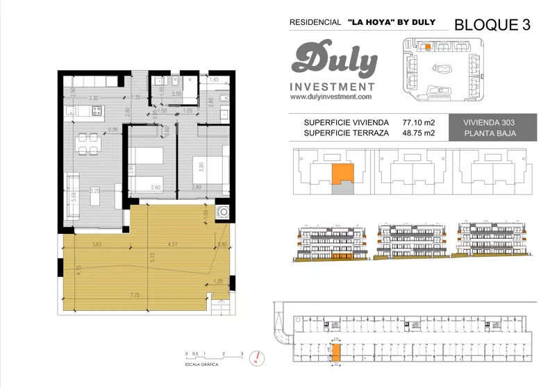 3 pokoje, apartament 77,10 m², parter, oferta nr 303, LA HOYA BY DULY, Torrevieja, c. Lagos de Covadonga