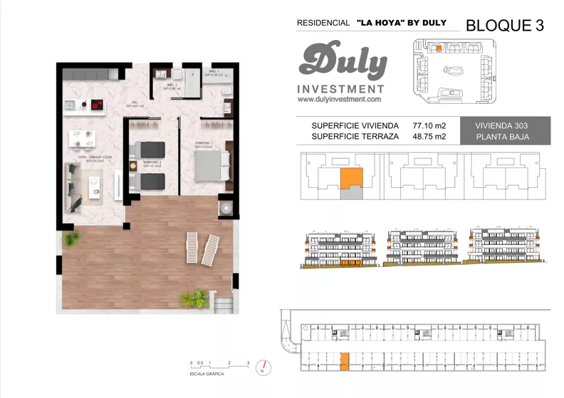 3 pokoje, apartament 77,10 m², parter, oferta nr 303, LA HOYA BY DULY, Torrevieja, c. Lagos de Covadonga