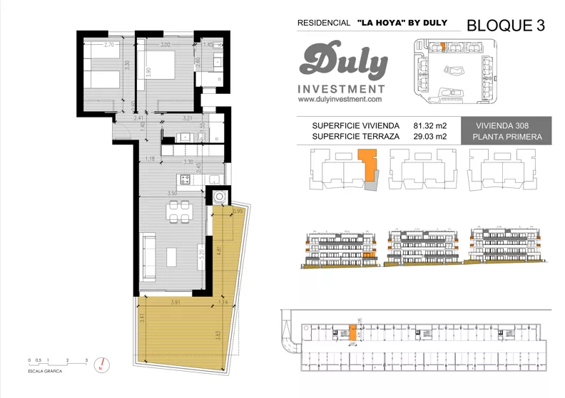 3 pokoje, apartament 81,32 m², piętro 1, oferta nr 308, LA HOYA BY DULY, Torrevieja, c. Lagos de Covadonga