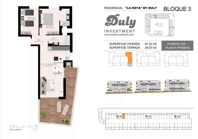 3 pokoje, apartament 81,32 m², piętro 1, oferta nr 308, LA HOYA BY DULY, Torrevieja, c. Lagos de Covadonga
