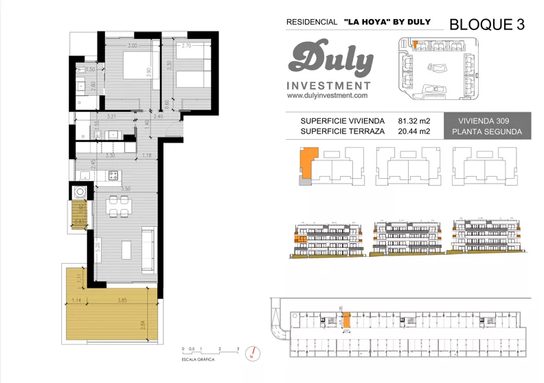 3 pokoje, apartament 81,32 m², piętro 2, oferta nr 309, LA HOYA BY DULY, Torrevieja, c. Lagos de Covadonga