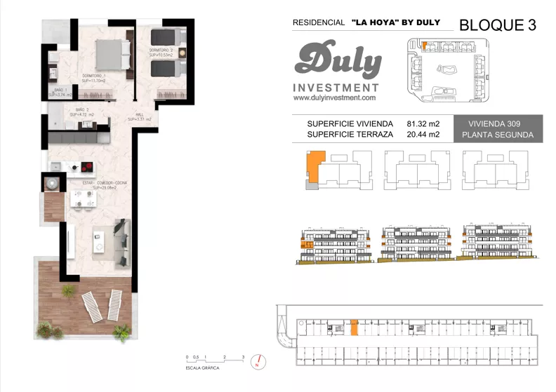 3 pokoje, apartament 81,32 m², piętro 2, oferta nr 309, LA HOYA BY DULY, Torrevieja, c. Lagos de Covadonga