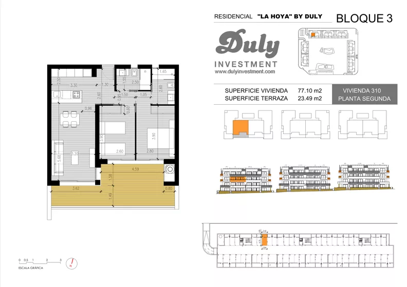 3 pokoje, apartament 77,10 m², piętro 2, oferta nr 310, LA HOYA BY DULY, Torrevieja, c. Lagos de Covadonga