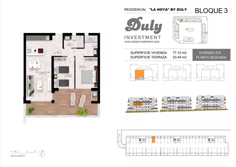3 pokoje, apartament 77,10 m², piętro 2, oferta nr 310, LA HOYA BY DULY, Torrevieja, c. Lagos de Covadonga