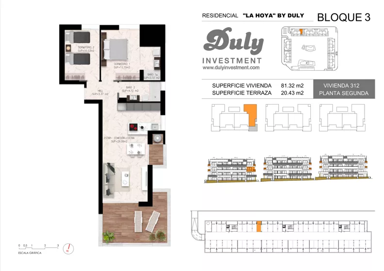3 pokoje, apartament 81,32 m², piętro 2, oferta nr 312, LA HOYA BY DULY, Torrevieja, c. Lagos de Covadonga