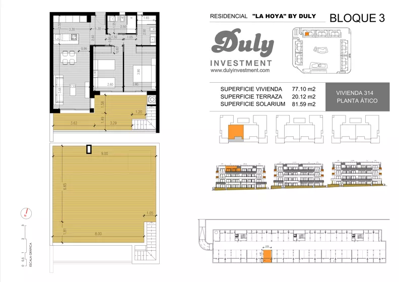 3 pokoje, apartament 77,10 m², piętro 3, oferta nr 314, LA HOYA BY DULY, Torrevieja, c. Lagos de Covadonga