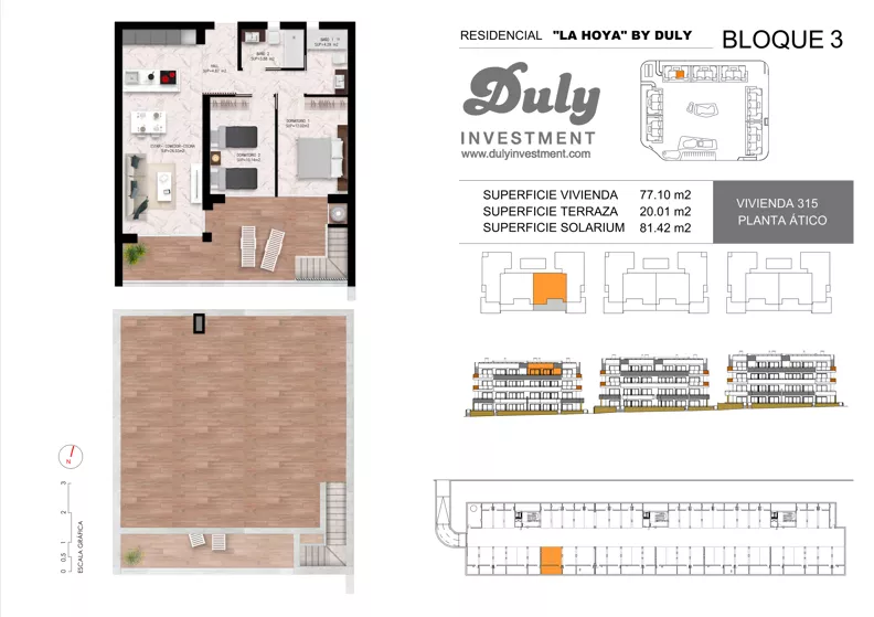 3 pokoje, apartament 77,10 m², piętro 3, oferta nr 315, LA HOYA BY DULY, Torrevieja, c. Lagos de Covadonga