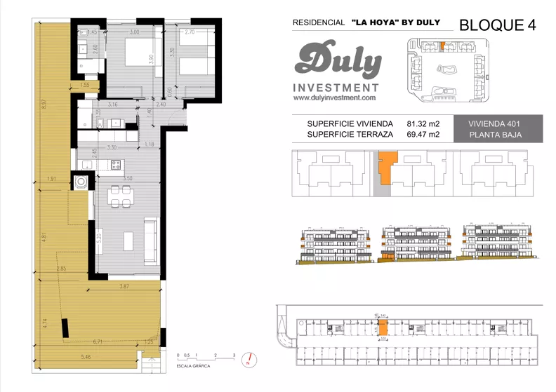 3 pokoje, apartament 81,32 m², parter, oferta nr 401, LA HOYA BY DULY, Torrevieja, c. Lagos de Covadonga