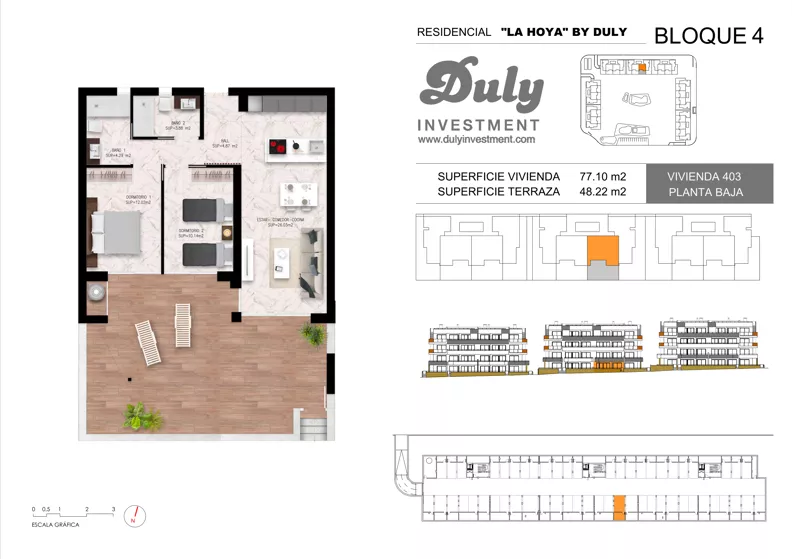 3 pokoje, apartament 77,10 m², parter, oferta nr 403, LA HOYA BY DULY, Torrevieja, c. Lagos de Covadonga
