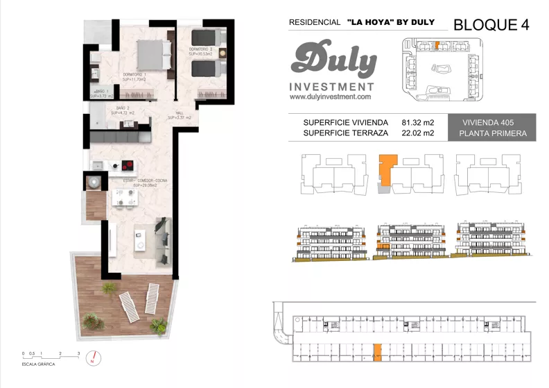 3 pokoje, apartament 81,32 m², piętro 1, oferta nr 405, LA HOYA BY DULY, Torrevieja, c. Lagos de Covadonga