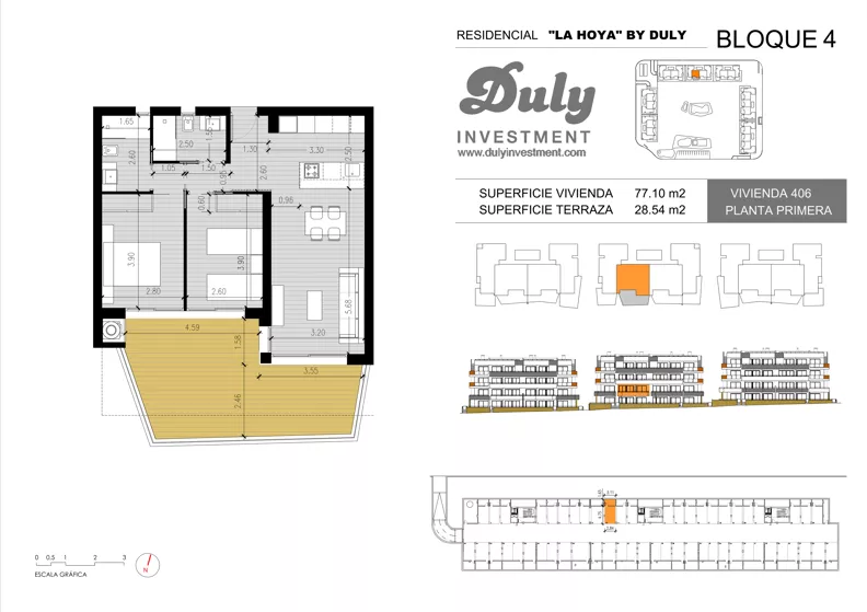 3 pokoje, apartament 77,10 m², piętro 1, oferta nr 406, LA HOYA BY DULY, Torrevieja, c. Lagos de Covadonga