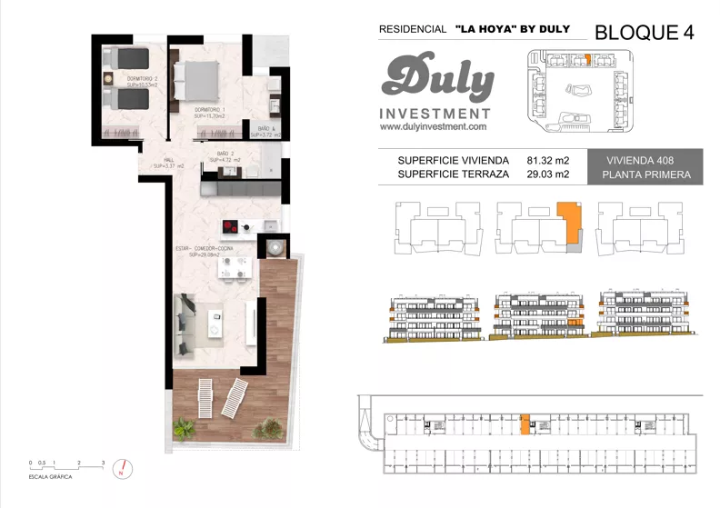 3 pokoje, apartament 81,32 m², piętro 1, oferta nr 408, LA HOYA BY DULY, Torrevieja, c. Lagos de Covadonga