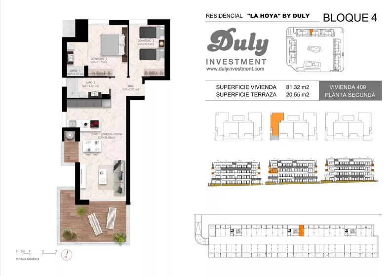 3 pokoje, apartament 81,32 m², piętro 2, oferta nr 409, LA HOYA BY DULY, Torrevieja, c. Lagos de Covadonga