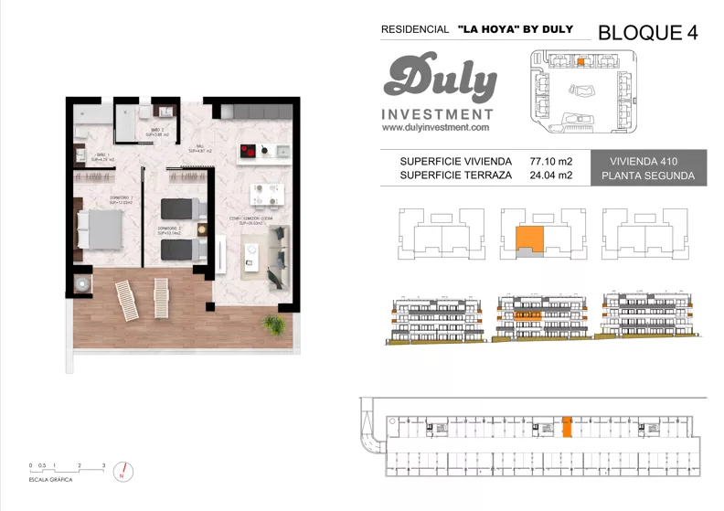 3 pokoje, apartament 77,10 m², piętro 2, oferta nr 410, LA HOYA BY DULY, Torrevieja, c. Lagos de Covadonga