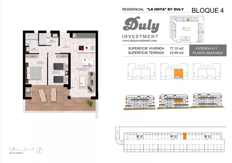 3 pokoje, apartament 77,10 m², piętro 2, oferta nr 411, LA HOYA BY DULY, Torrevieja, c. Lagos de Covadonga