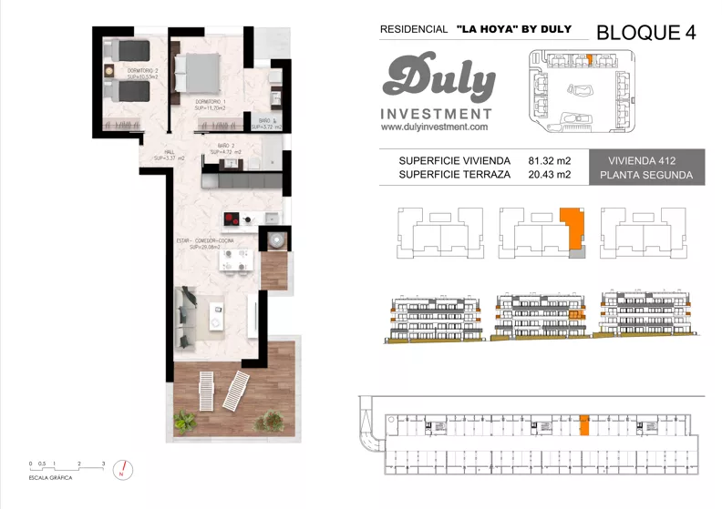 3 pokoje, apartament 81,32 m², piętro 2, oferta nr 412, LA HOYA BY DULY, Torrevieja, c. Lagos de Covadonga