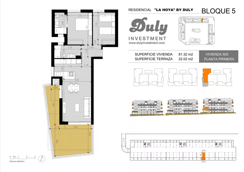 3 pokoje, apartament 81,32 m², piętro 1, oferta nr 505, LA HOYA BY DULY, Torrevieja, c. Lagos de Covadonga
