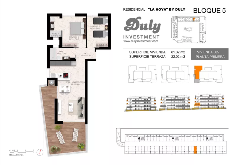 3 pokoje, apartament 81,32 m², piętro 1, oferta nr 505, LA HOYA BY DULY, Torrevieja, c. Lagos de Covadonga