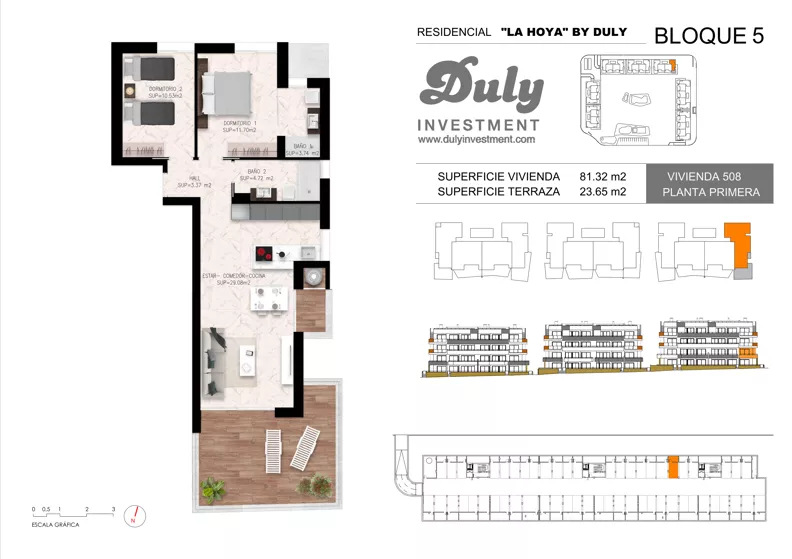 3 pokoje, apartament 81,32 m², piętro 1, oferta nr 508, LA HOYA BY DULY, Torrevieja, c. Lagos de Covadonga