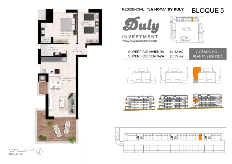 3 pokoje, apartament 81,32 m², piętro 2, oferta nr 509, LA HOYA BY DULY, Torrevieja, c. Lagos de Covadonga