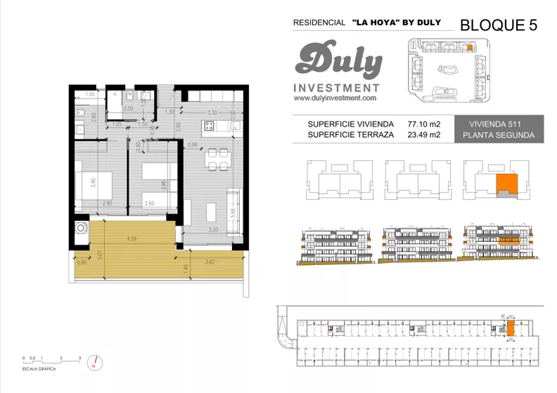 3 pokoje, apartament 77,10 m², piętro 2, oferta nr 511, LA HOYA BY DULY, Torrevieja, c. Lagos de Covadonga