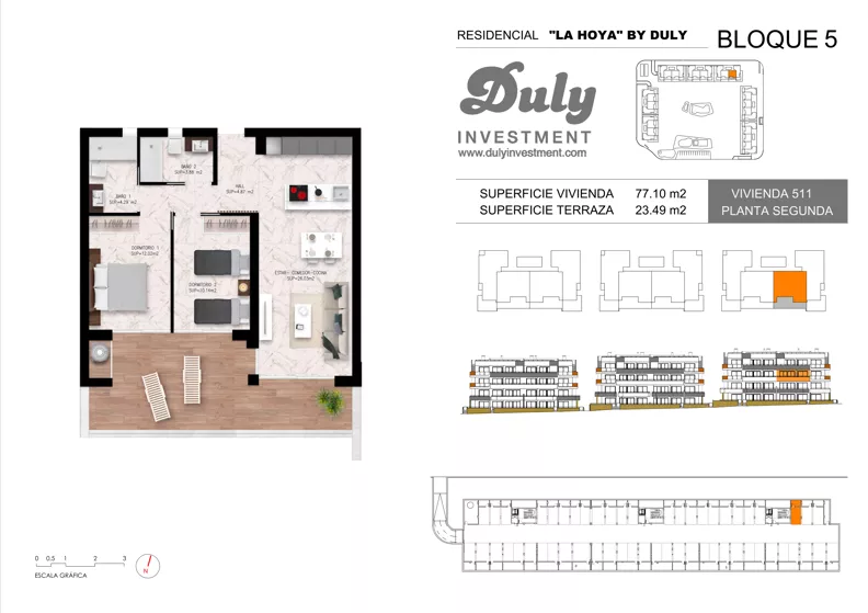 3 pokoje, apartament 77,10 m², piętro 2, oferta nr 511, LA HOYA BY DULY, Torrevieja, c. Lagos de Covadonga