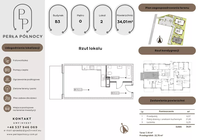 1 pokój, mieszkanie 34,01 m², parter, oferta nr B3.0_2, Perła Północy II, Szczecin, Północ, Stołczyn, ul. Władysława Nehringa