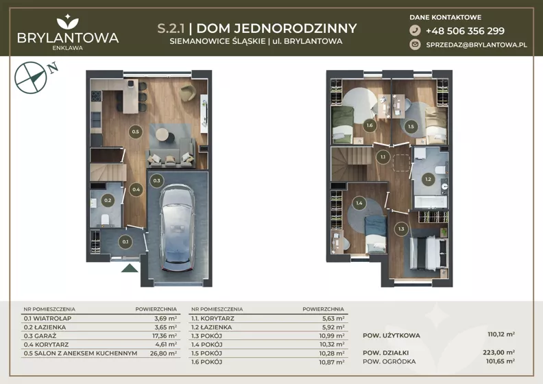 Dom 110,12 m², oferta nr S.2.1, Brylantowa Enklawa III etap - domy, Siemianowice Śląskie, Bytków, ul. Brylantowa