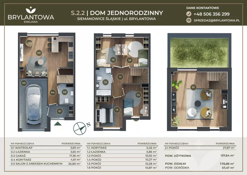 Dom 137,64 m², oferta nr S.2.2, Brylantowa Enklawa III etap - domy, Siemianowice Śląskie, Bytków, ul. Brylantowa