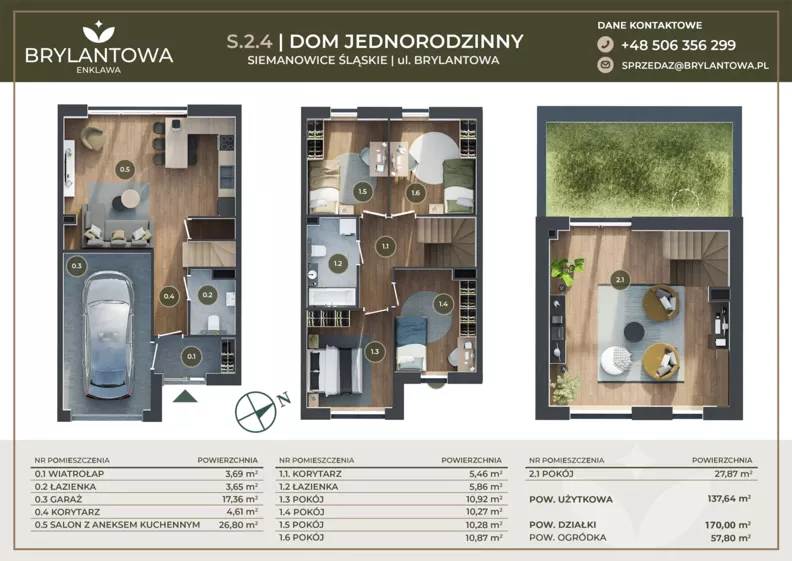 Dom 137,64 m², oferta nr S.2.4, Brylantowa Enklawa III etap - domy, Siemianowice Śląskie, Bytków, ul. Brylantowa