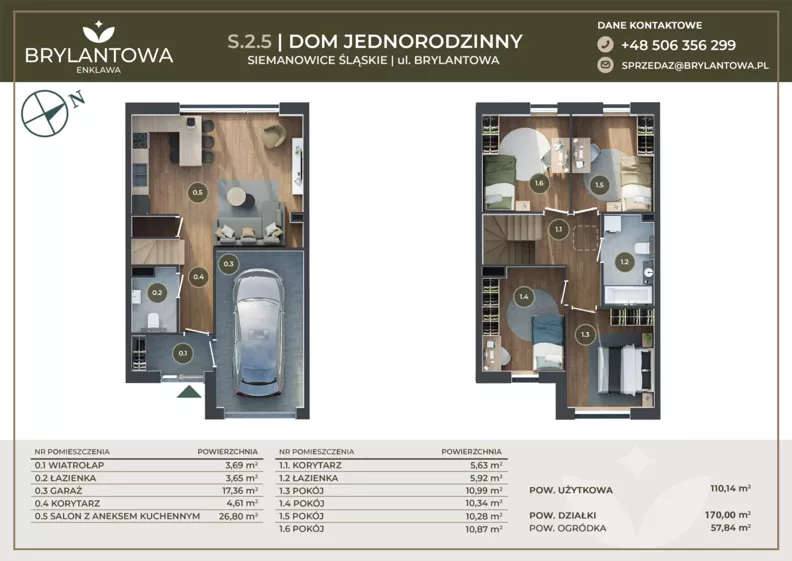 Dom 110,14 m², oferta nr S.2.5, Brylantowa Enklawa III etap - domy, Siemianowice Śląskie, Bytków, ul. Brylantowa