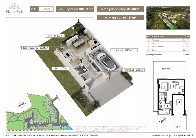 Dom 109,89 m², oferta nr B1M1, Flora Park, Gdynia, Wielki Kack, Kacze Buki, ul. Starochwaszczyńska