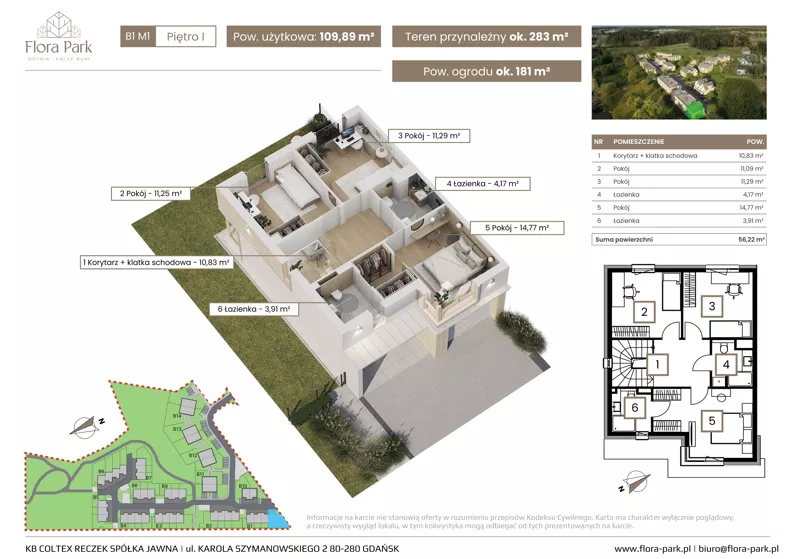 Dom 109,89 m², oferta nr B1M1, Flora Park, Gdynia, Wielki Kack, Kacze Buki, ul. Starochwaszczyńska